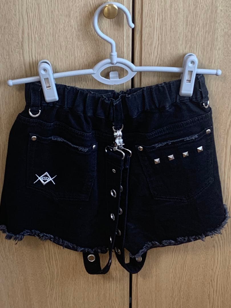 ✄*様 『REFLEM/レフレム』サスペンダー付きデニムショーツ　黒