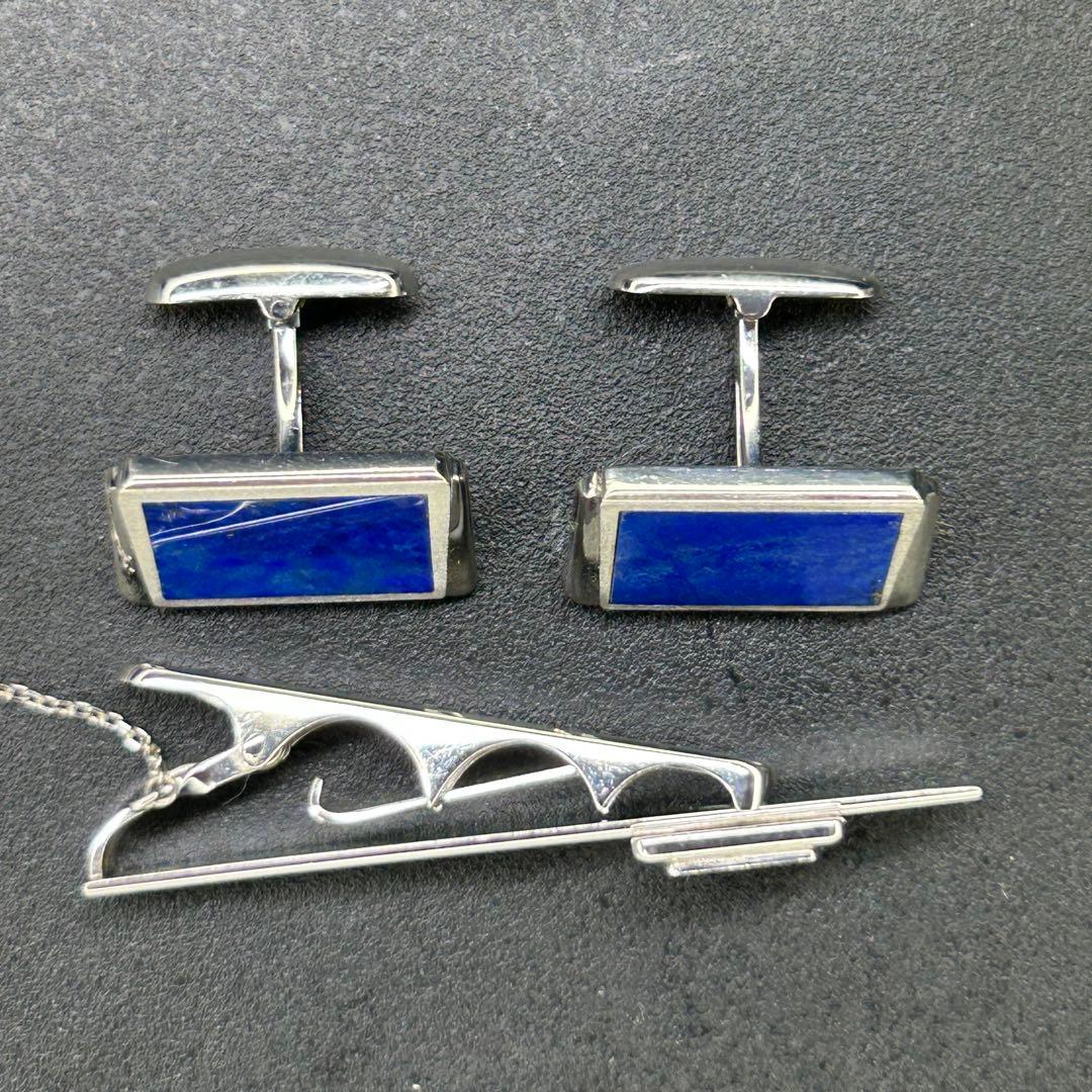 あやめ123 14金ホワイトゴールド　東急　ラピスラズリ？　ネクタイピン