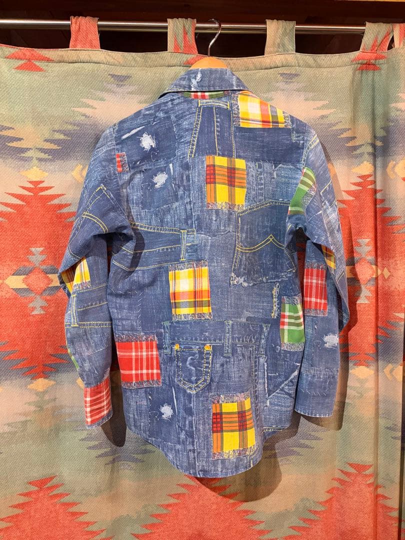 60s〜70s USA製 Levi's パッチワーク風シャツ sizeS位