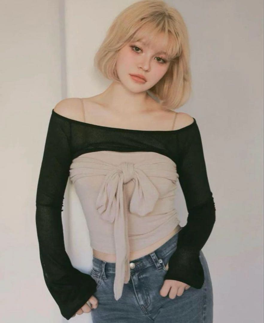 【確実正規品】andmary Shayla ribbon tops black