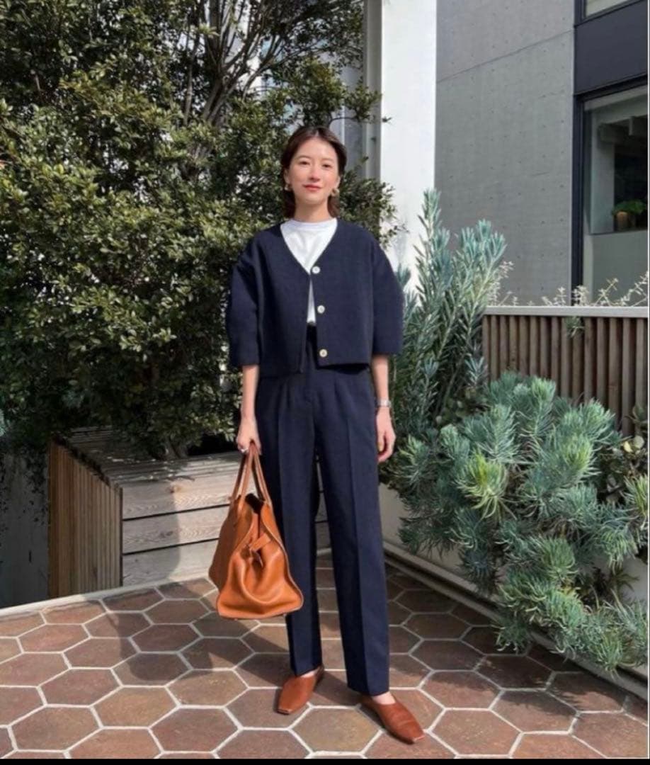 パンツ CLANE HIGH WAIST ANKLE TAPERD PANTS