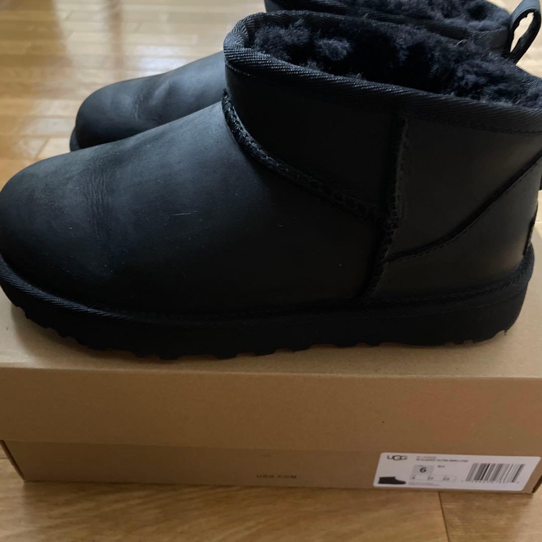 新作　完売品UGG クラッシックウルトラミニレザー　ブラック23 ロンハーマン